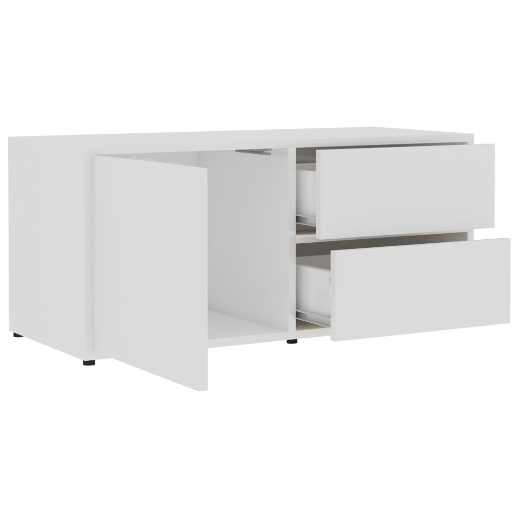TV Cabinet High Gloss White 80x34x36 cm Chipboard